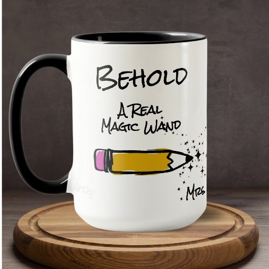 Niedlicher Bleistift-Zauberstab-Individuelle Name- Tasse