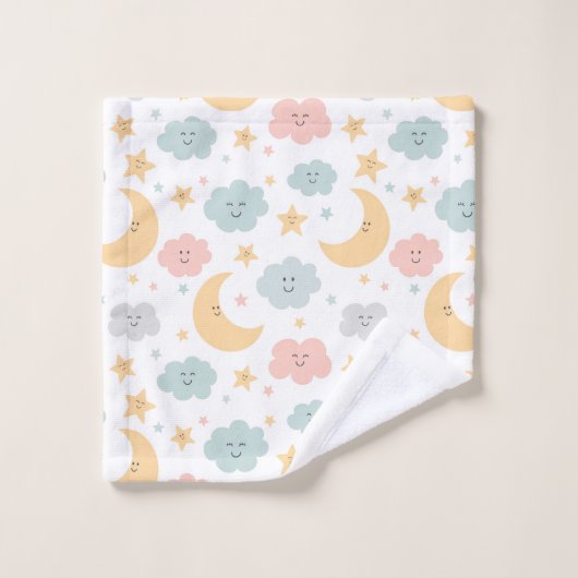 Niedlicher Blick in das Himmelsmuster Badhandtuch Set (Waschlappen)