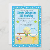 Niedlicher Blonde Hair Gymnast Kindergeburtstag Einladung (Vorderseite)