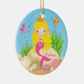 Niedlicher Blonde-Mermaid-Individuelle Name Keramik Ornament (Rechts)