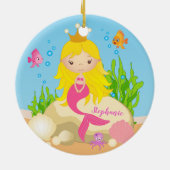 Niedlicher Blonde-Mermaid-Individuelle Name Keramik Ornament (Hinten)