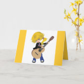 niedlicher blonder Gitarrenfelsen des Mädchens Karte (Gelbe Blume)