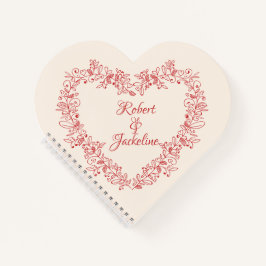 Niedlicher bloraler Vintager Roter Herzname Valent Notizblock