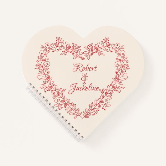 Niedlicher bloraler Vintager Roter Herzname Valent Notizblock (Vorderseite)