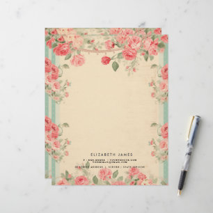 Niedlicher bloraler Vintager Valentinstag Persönli Briefbogen