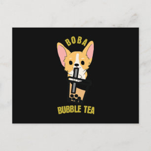 Niedlicher Blubble Tea Boba Milk Tee Anime Corgi Postkarte