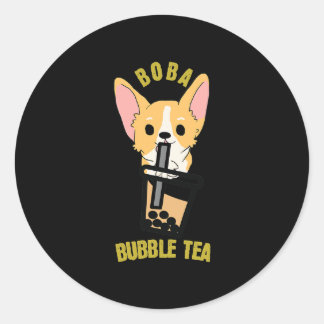 Niedlicher Blubble Tea Boba Milk Tee Anime Corgi Runder Aufkleber