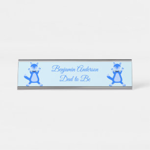 Niedlicher Blue Baby Boy Fox Benutzerdefinierter V Schreibtischnamensplakette