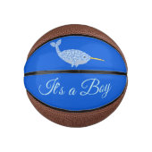 Niedlicher Blue Baby Boy Narwhal Gender Reveal Cus Mini Basketball (Vorderseite)