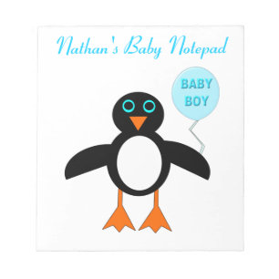 Niedlicher Blue Baby Boy Pinguin angepasster Notep Notizblock