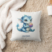 Niedlicher Blue Baby Dragon isst einen Cupcake Kissen (Decke)