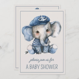 Niedlicher Blue Baby Elephant Personalisiert Einladung