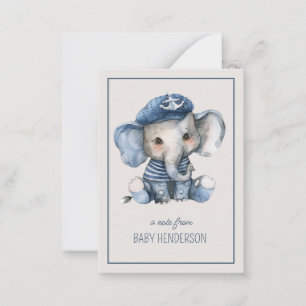 Niedlicher Blue Baby Elephant Personalisiert Mitteilungskarte