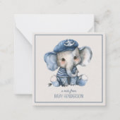 Niedlicher Blue Baby Elephant Personalisiert Mitteilungskarte (Vorderseite)