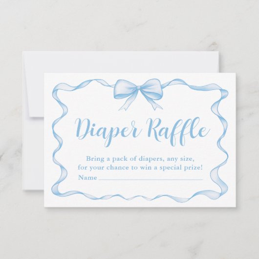 Niedlicher Blue Bow Boy Ribbon Babydusche Windelwi Einladung (Vorderseite)