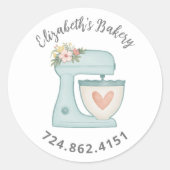 Niedlicher Blue Cake Mixer gebacken mit Liebe Runder Aufkleber (Vorderseite)