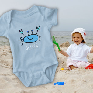 Niedlicher Blue Crab Sea Animal Boy Name Baby Baby Strampler