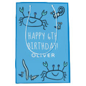 Niedlicher Blue Crab Sea Animals Junge Happy Gebur Mittlere Geschenktüte (Vorderseite)
