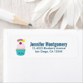 Niedlicher Blue Cupcake mit Kawaii Face (Insitu)