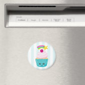 Niedlicher Blue Cupcake mit Kawaii Face Magnet (In Situ (Geschirrspüler))