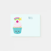 Niedlicher Blue Cupcake mit Kawaii Face Post-it Klebezettel (Vorderseite)