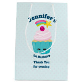 Niedlicher Blue Cupcake mit Kawaii Face Vielen Dan Mittlere Geschenktüte (Rückseite)