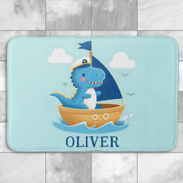 Niedlicher Blue-Dino-Bootsführer Badematte