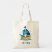 Niedlicher Blue-Dino-Bootsführer Tragetasche (Rückseite)
