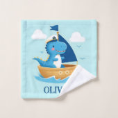 Niedlicher Blue-Dino-Bootsführer Waschlappen (Waschlappen)