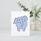 Niedlicher Blue Elephant Cartoon. Postkarte (Stehend Vorderseite)