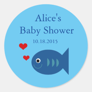 Niedlicher Blue Fish Baby Boy Duschaufkleber Runder Aufkleber