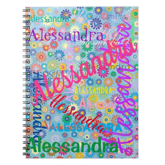 Niedlicher Blue Girly Fun Blume, beliebiger Name C Notizblock (Vorderseite)