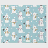 Niedlicher Blue Holiday Snowman Kinder Weihnachten Geschenkpapier (Flach)