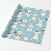 Niedlicher Blue Holiday Snowman Kinder Weihnachten Geschenkpapier (Ungerollt)