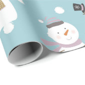 Niedlicher Blue Holiday Snowman Kinder Weihnachten Geschenkpapier (Rolleneckpunkt)