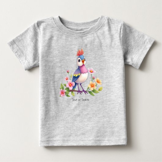 Niedlicher Blue Pink Bird Floral Baby T - Shirt (Vorderseite)