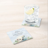 Niedlicher Blue-Polar-Bear-Winter-Babydusche Rechteckiger Pappuntersetzer (Vor Ort)