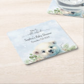 Niedlicher Blue-Polar-Bear-Winter-Babydusche Rechteckiger Pappuntersetzer (angewinkelt)