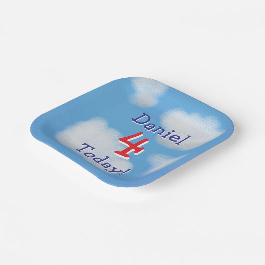 Niedlicher Blue Sky Kindergeburtstag Pappteller (Gewinkelt)