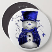 Niedlicher Blue Snowman Weihnachtsknopf Button (Vorne & Hinten)
