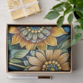 Niedlicher Blue Sunflower Garden Abstrakter Art De Seidenpapier (Geschenk)
