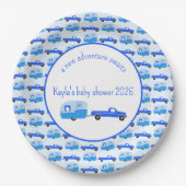 Niedlicher Blue Truck & Trailer RV Erlebnis Pappteller (Vorderseite)