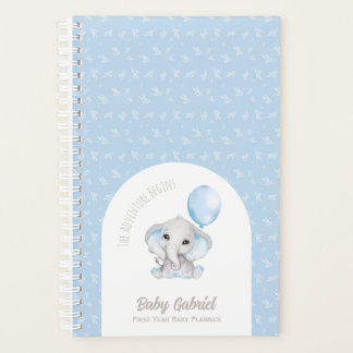 Niedlicher Blue Watercolor Elefant mit Balloon Bab Planer
