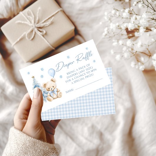 Niedlicher Blue Winter Teddy Bear Baby Boy Diaper Begleitkarte