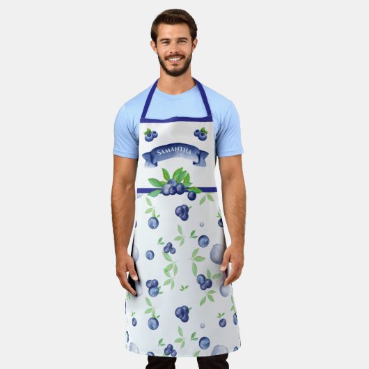 Niedlicher Blueberry Frucht Design Personalisierte Schürze (Getragen)