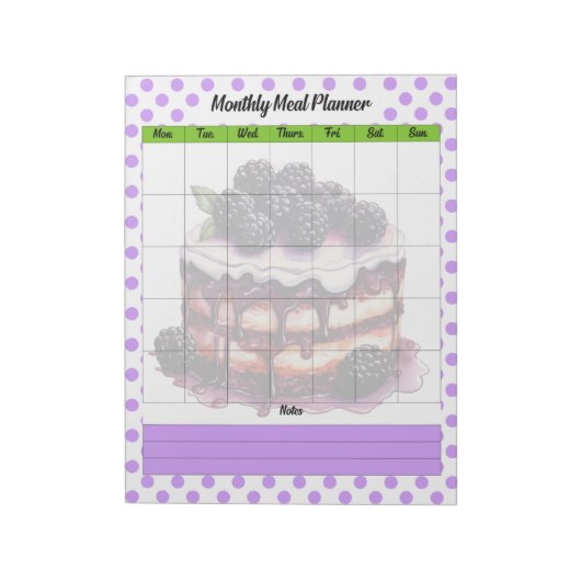 Niedlicher Blueberry Monatsmahlplan Notizblock (Rotiert)