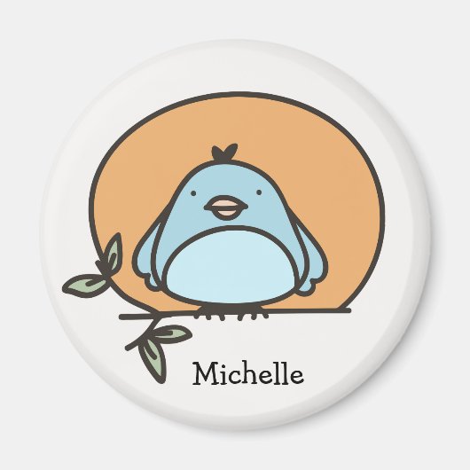 Niedlicher Bluebird-Illustrationsname Personalisie Magnet (Vorne)