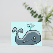 NIEDLICHER BLUEISH GRAY WHALE CARTOON TIERSEALI POSTKARTE (Stehend Vorderseite)