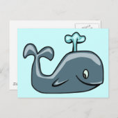 NIEDLICHER BLUEISH GRAY WHALE CARTOON TIERSEALI POSTKARTE (Vorne/Hinten)