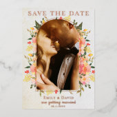 Niedlicher Blumenbogen Foto Hochzeit Sichern Sie d Folieneinladung (Vorderseite)